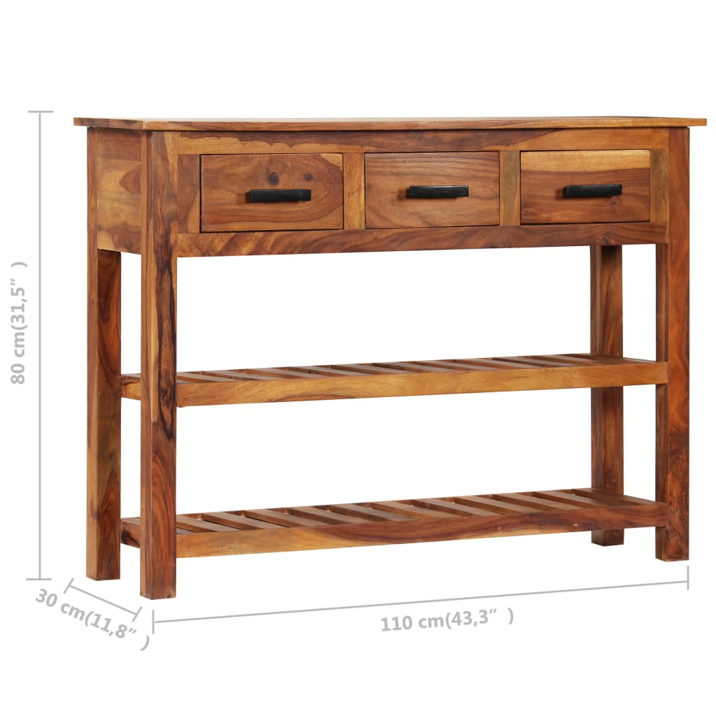 vidaXL Dressoir met 3 lades 110x30x80 cm massief hout