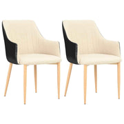 vidaXL Eetkamerstoelen 2 st stof zwart en crème