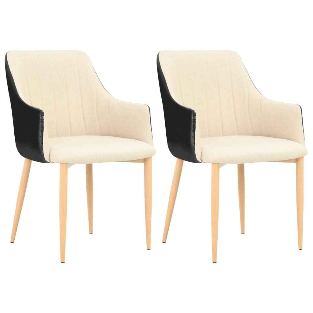 vidaXL Eetkamerstoelen 2 st stof zwart en crème