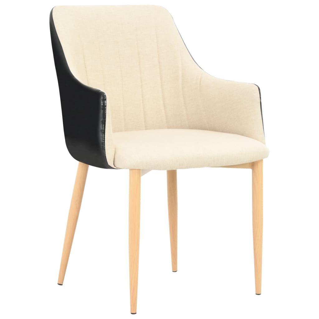 vidaXL Eetkamerstoelen 2 st stof zwart en crème