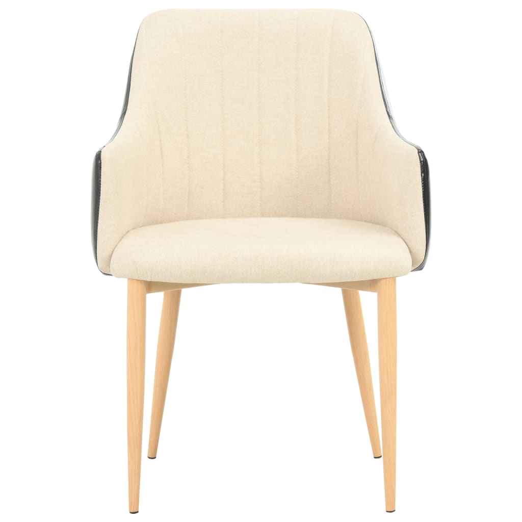 vidaXL Eetkamerstoelen 2 st stof zwart en crème