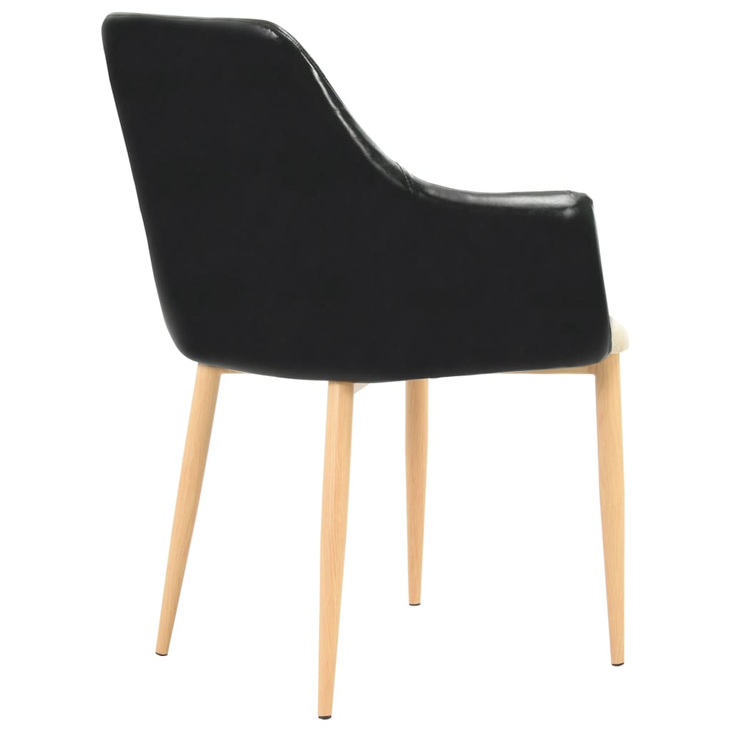 vidaXL Eetkamerstoelen 2 st stof zwart en crème