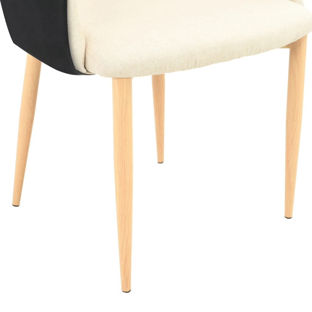 vidaXL Eetkamerstoelen 2 st stof zwart en crème