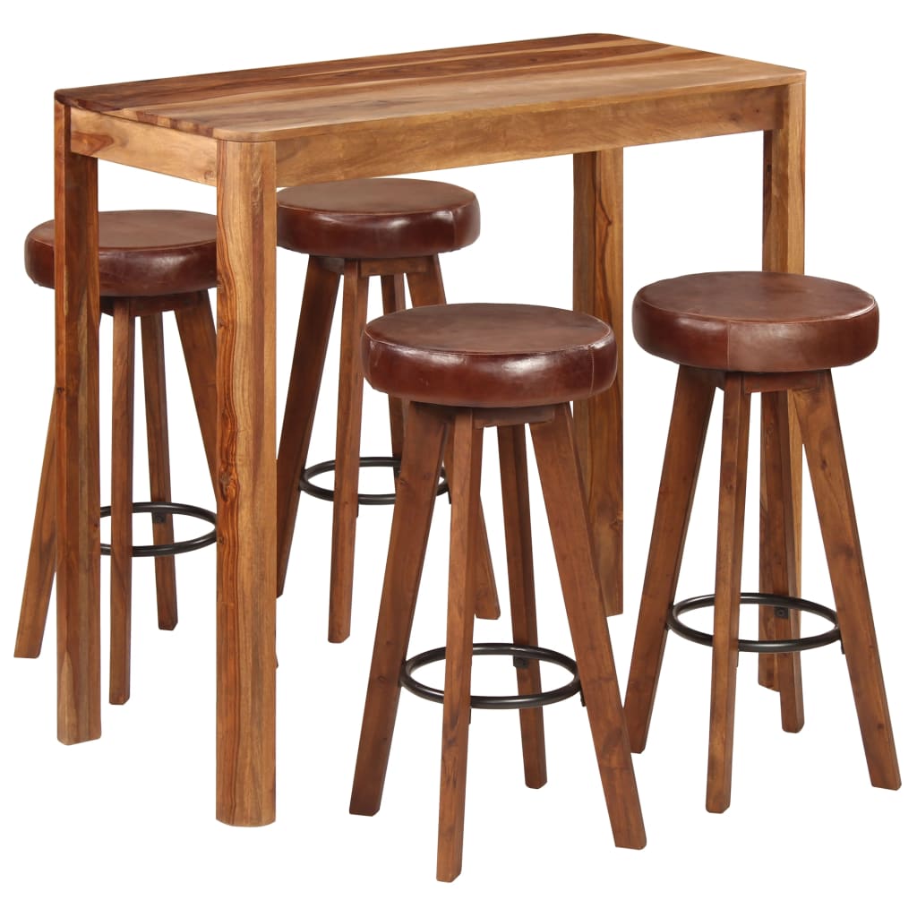 vidaXL 5-delige Barset 115x56x107 cm massief hout