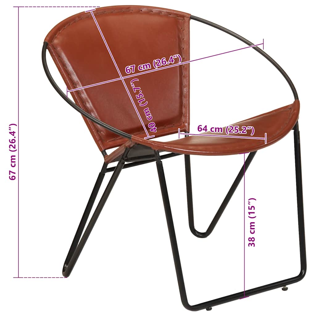 vidaXL Stoel echt leer bruin - Aashly
