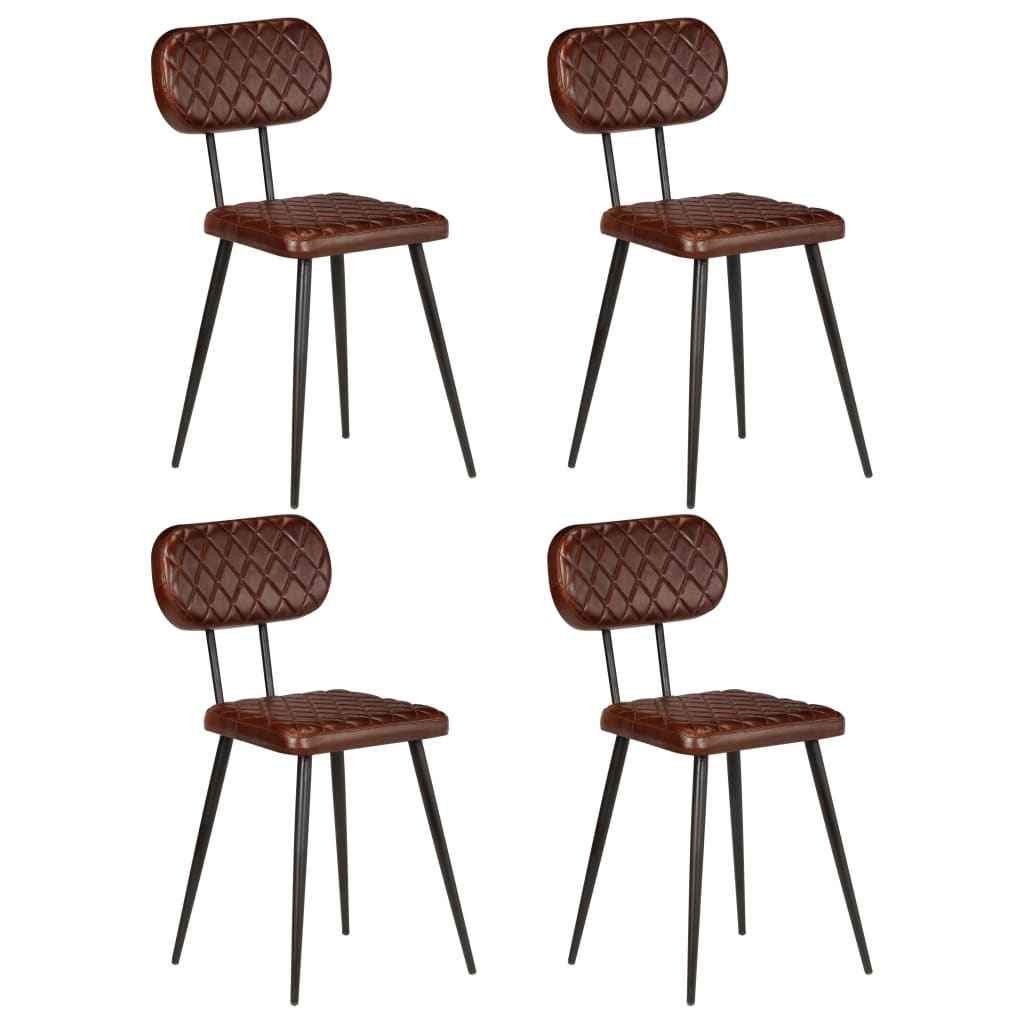 vidaXL Eetkamerstoelen 4 st echt leer bruin