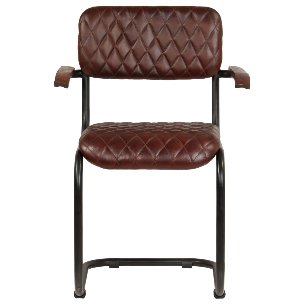 vidaXL Eetkamerstoelen 2 st met armleuningen echt leer bruin