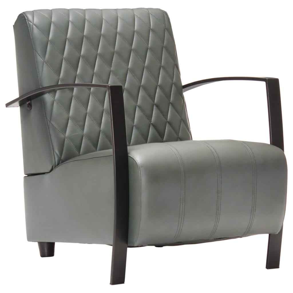 vidaXL Fauteuil echt leer grijs