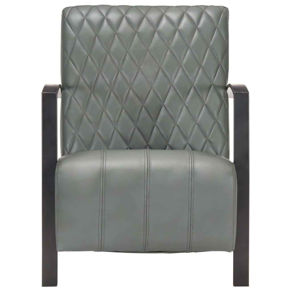 vidaXL Fauteuil echt leer grijs