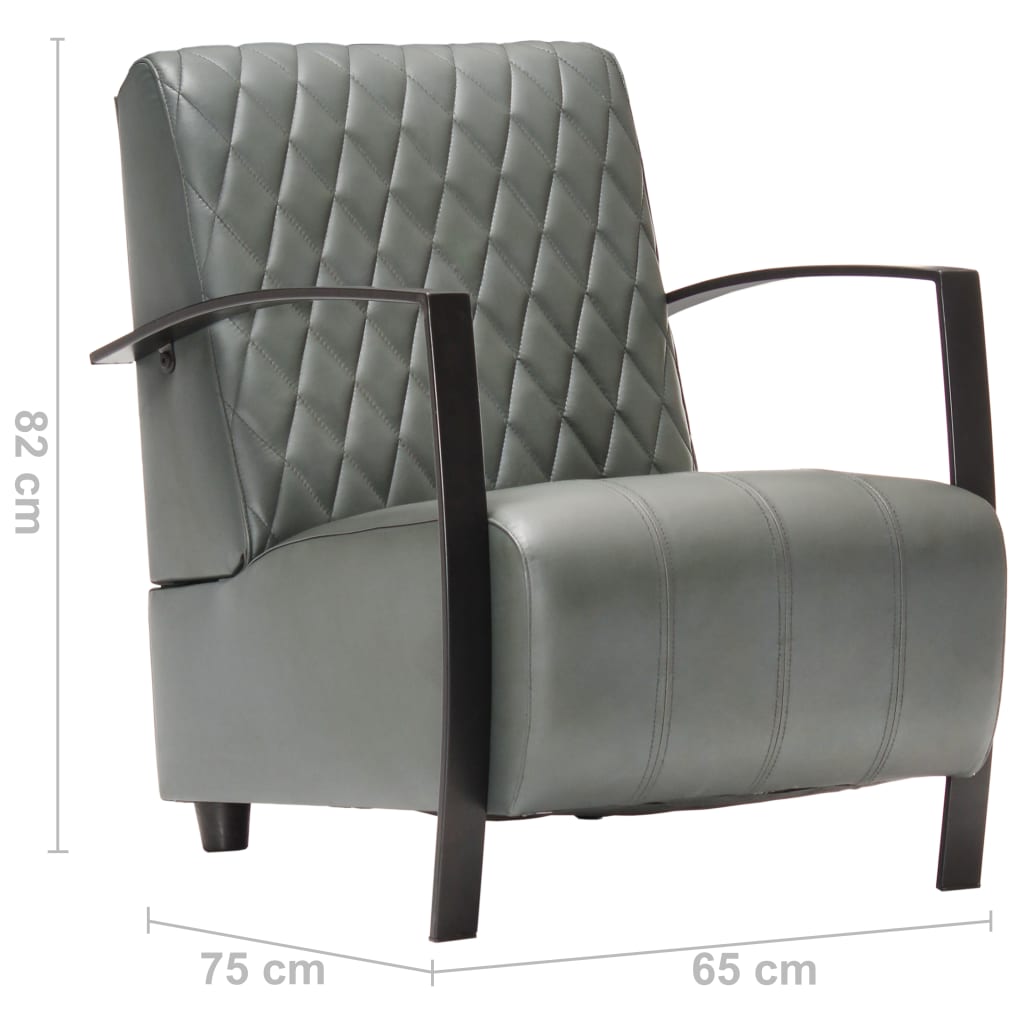 vidaXL Fauteuil echt leer grijs