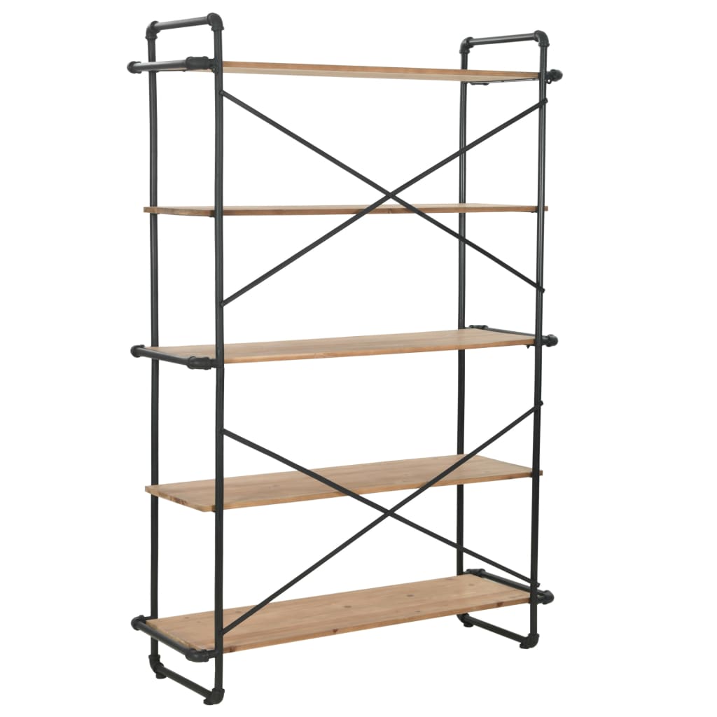 vidaXL Boekenkast 120x42x180 cm massief vurenhout en staal