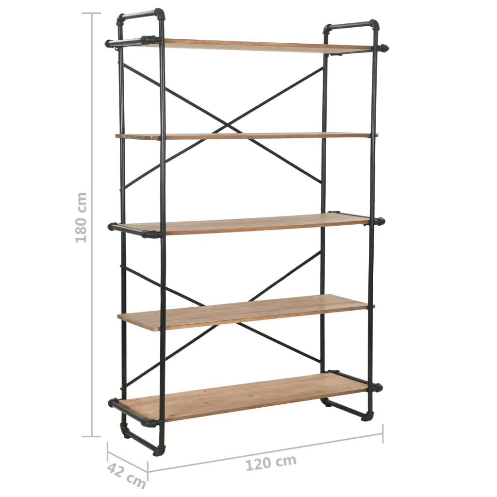 vidaXL Boekenkast 120x42x180 cm massief vurenhout en staal