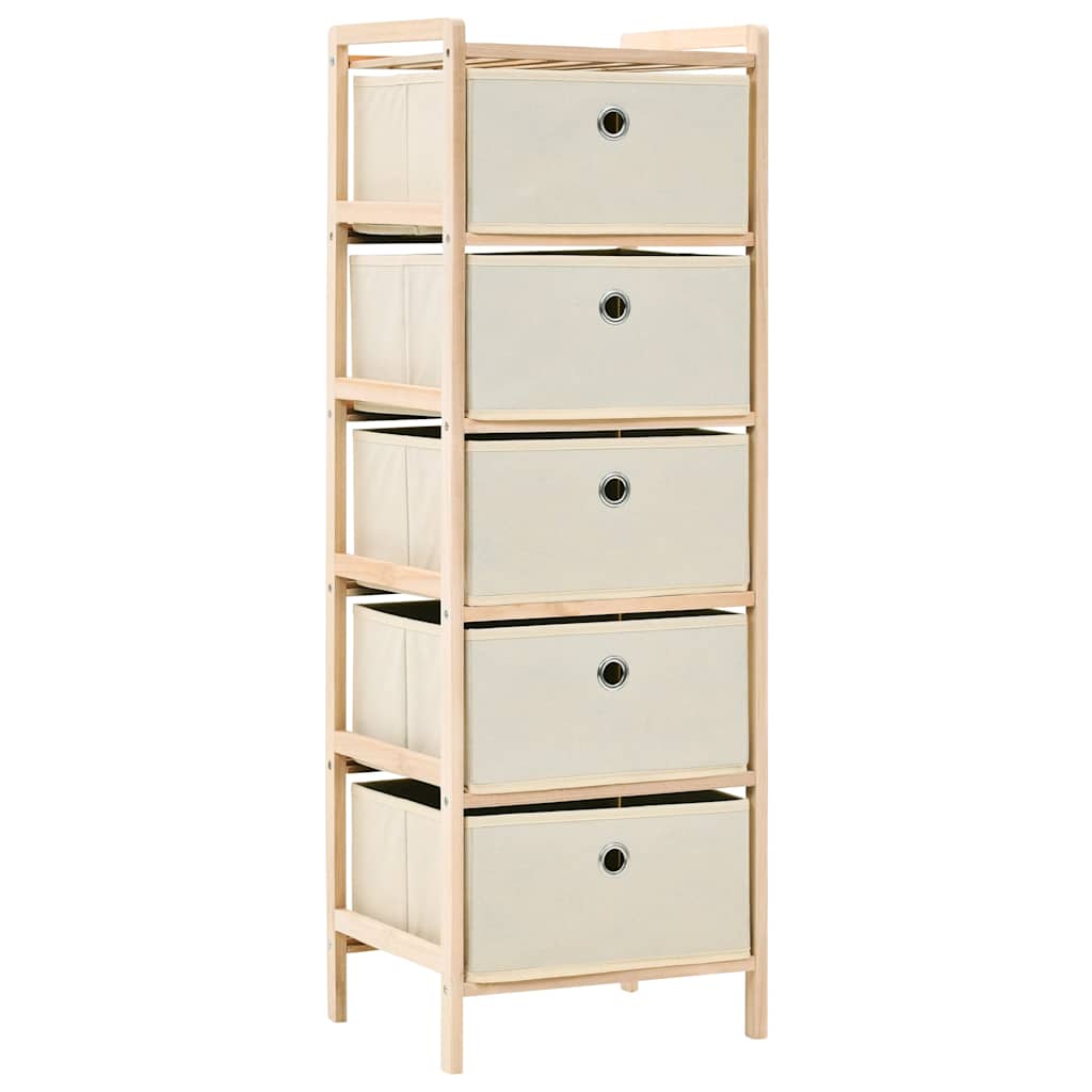 vidaXL Opbergrekken met 5 stoffen manden 2 st cederhout beige
