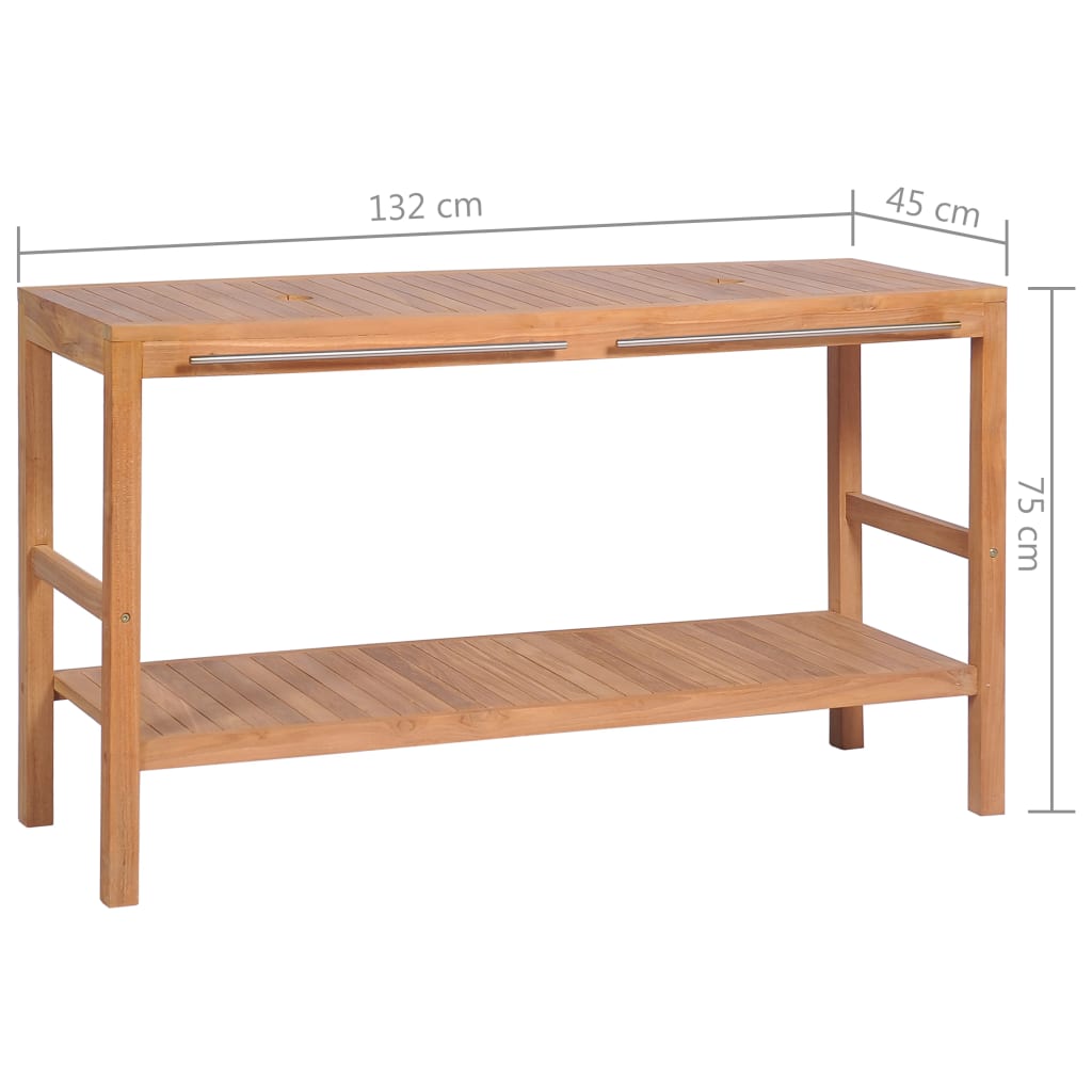 vidaXL Badkamer wastafelkast 132x45x75 cm massief teakhout