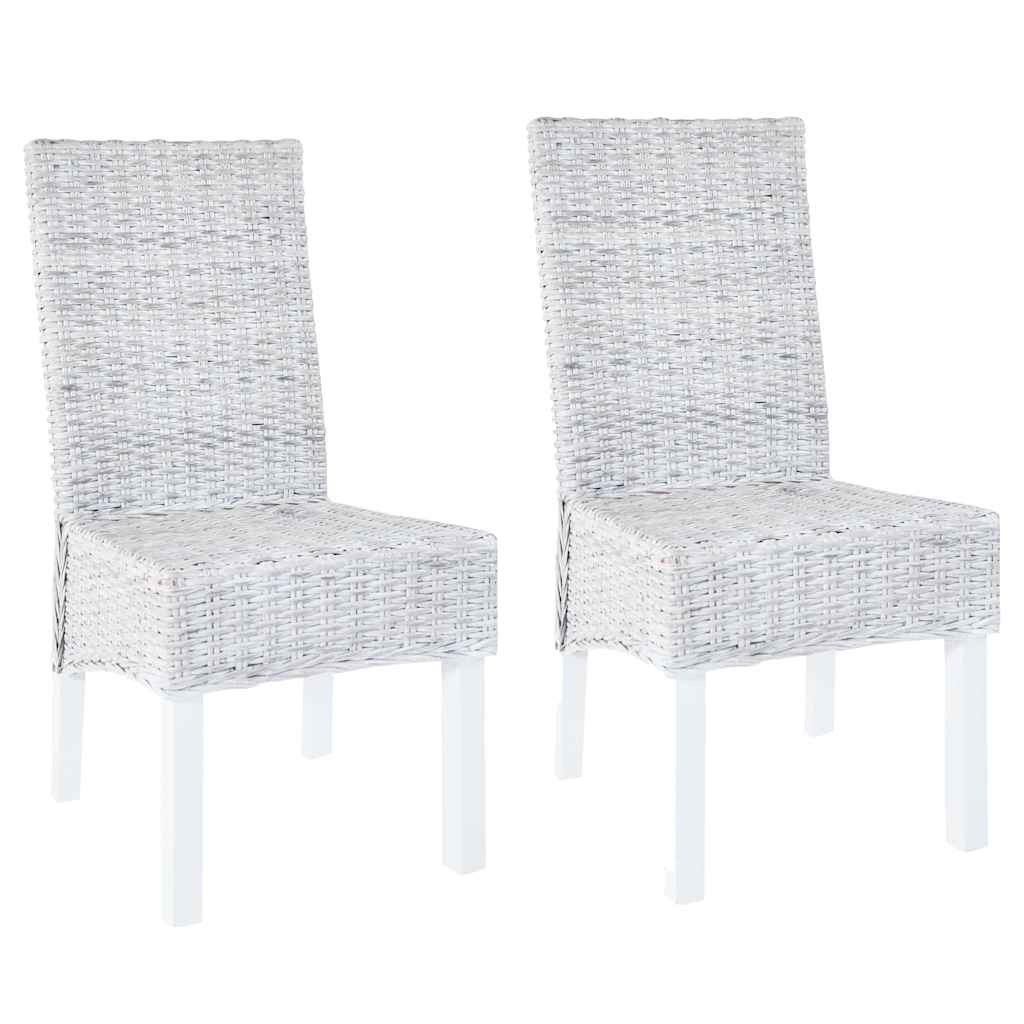 vidaXL Eetkamerstoelen 2 st kubu rattan en mangohout zwart