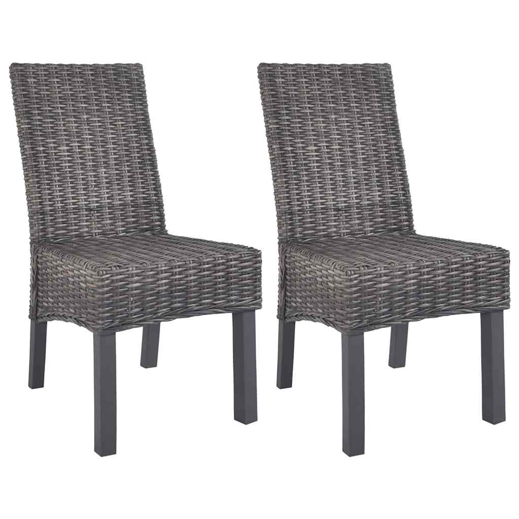 vidaXL Eetkamerstoelen 2 st kubu rattan en mangohout zwart