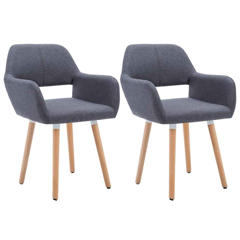 vidaXL Eetkamerstoelen 2 st stof donkergrijs