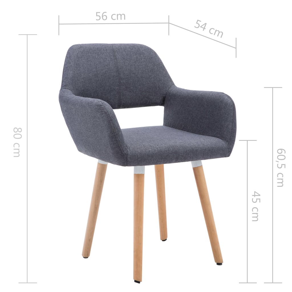 vidaXL Eetkamerstoelen 2 st stof donkergrijs