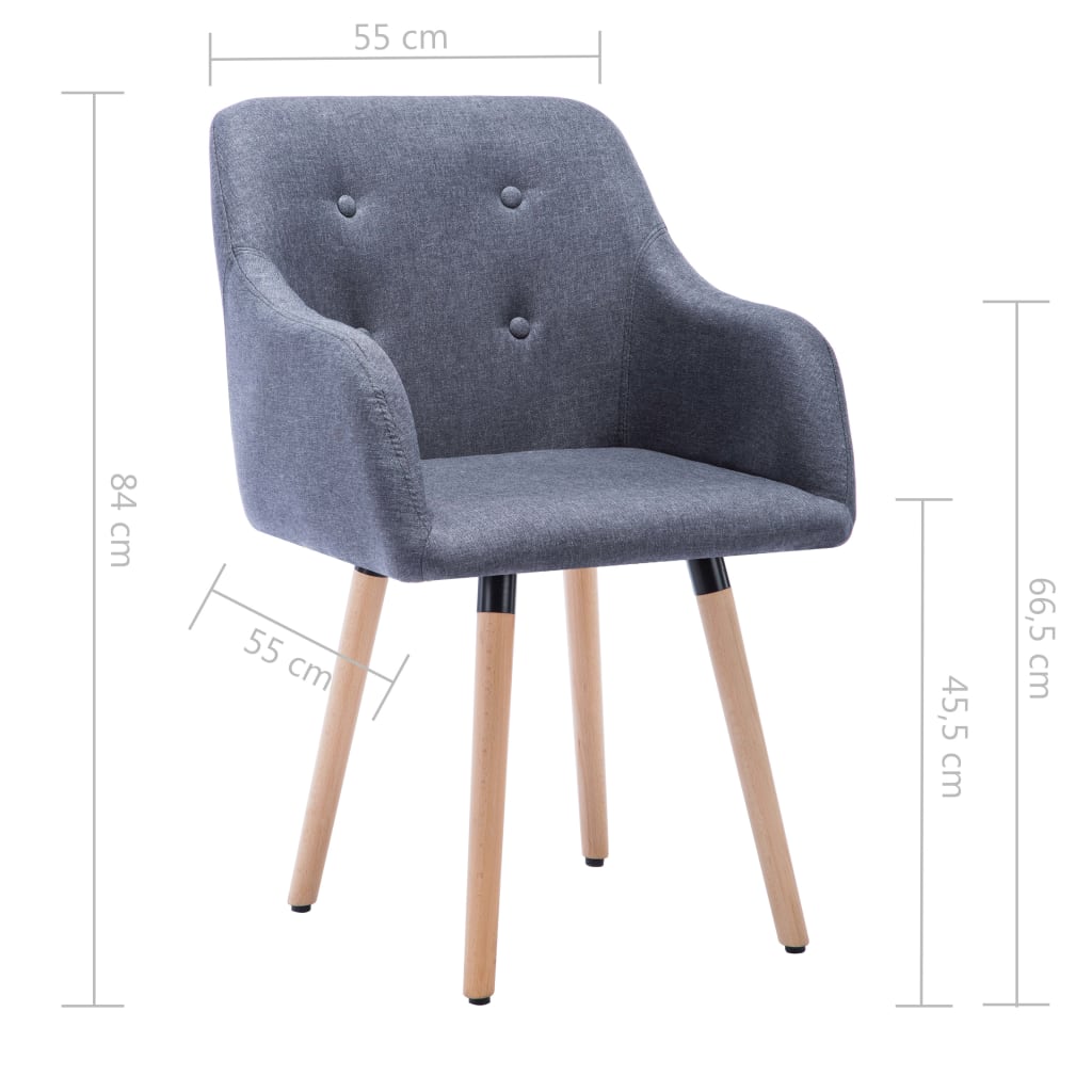 vidaXL Eetkamerstoelen 2 st stof donkergrijs