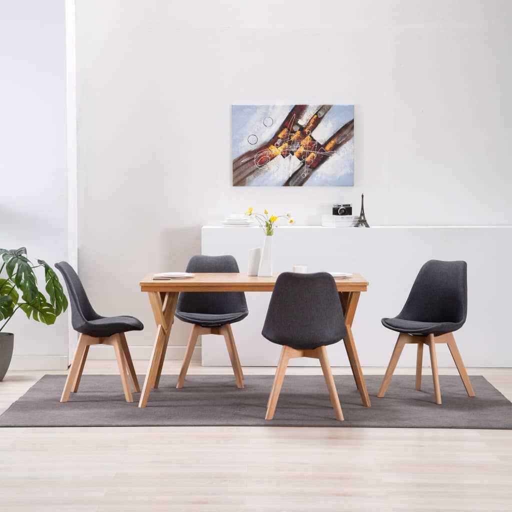 vidaXL Eetkamerstoelen 4 st stof donkergrijs