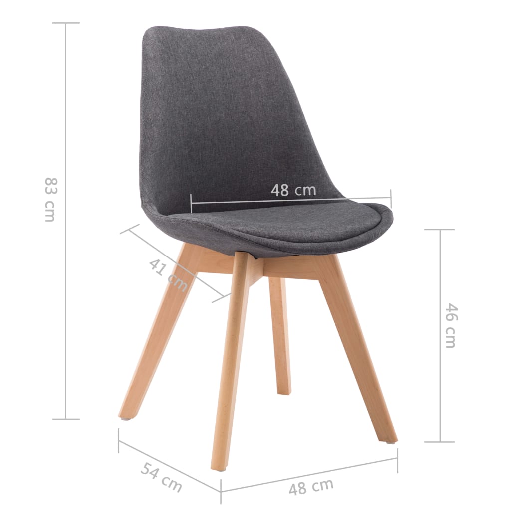 vidaXL Eetkamerstoelen 4 st stof donkergrijs