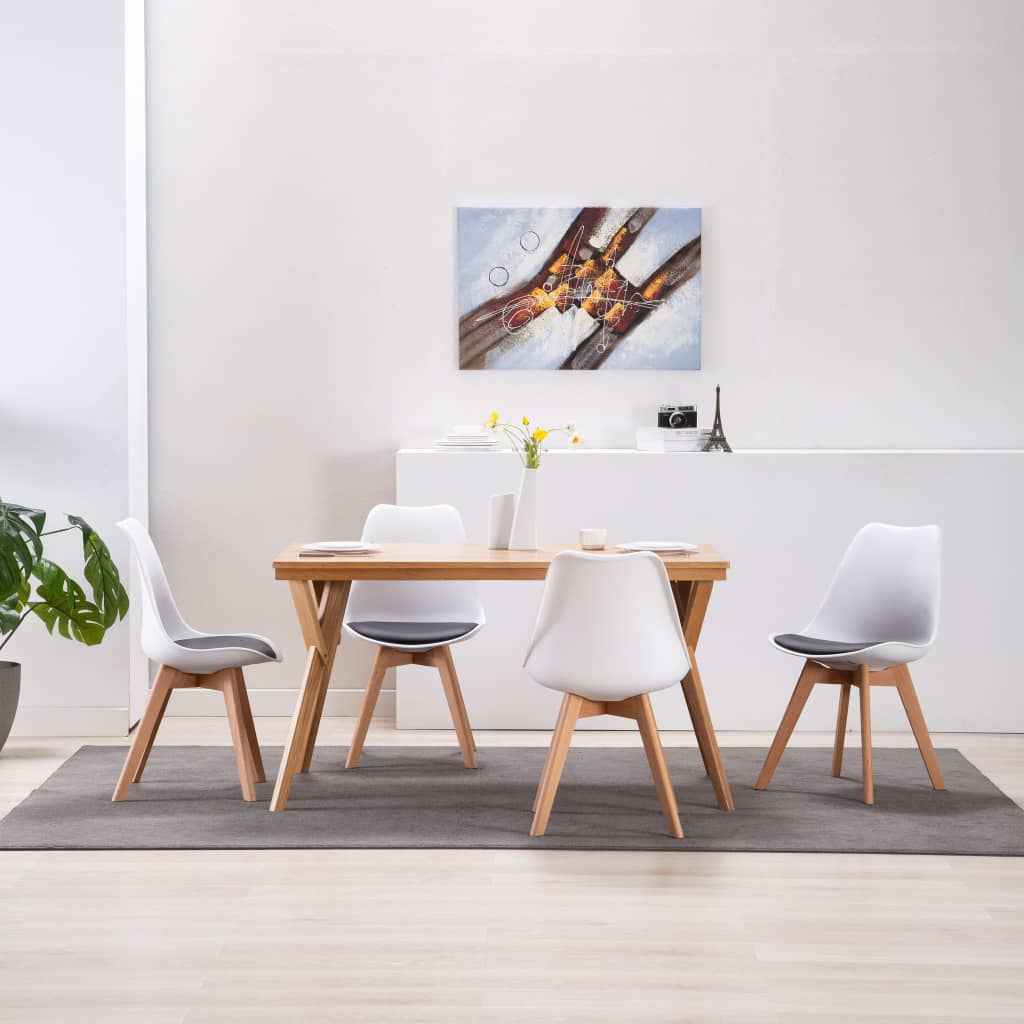 vidaXL Eetkamerstoelen 4 st kunstleer wit en zwart