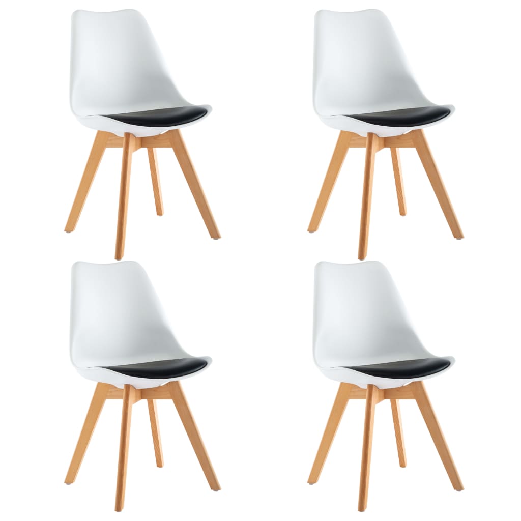 vidaXL Eetkamerstoelen 4 st kunstleer wit en zwart