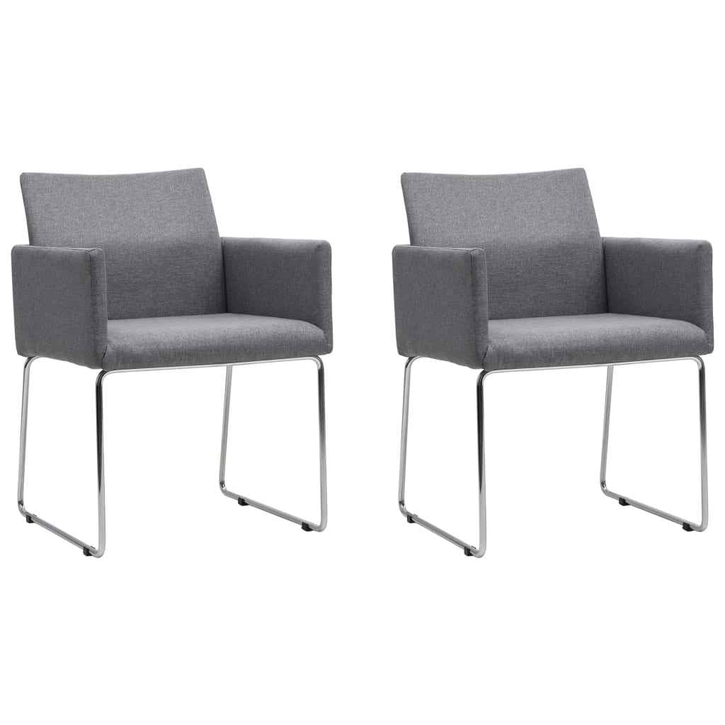 vidaXL Eetkamerstoelen 2 st stof lichtgrijs