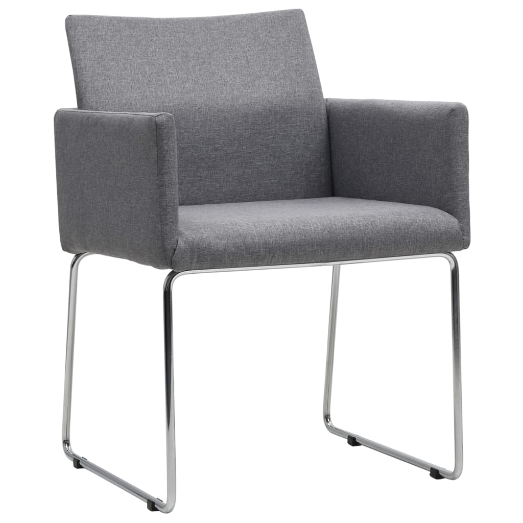 vidaXL Eetkamerstoelen 2 st stof lichtgrijs