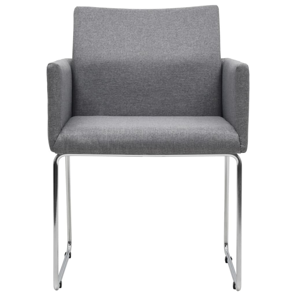 vidaXL Eetkamerstoelen 2 st stof lichtgrijs