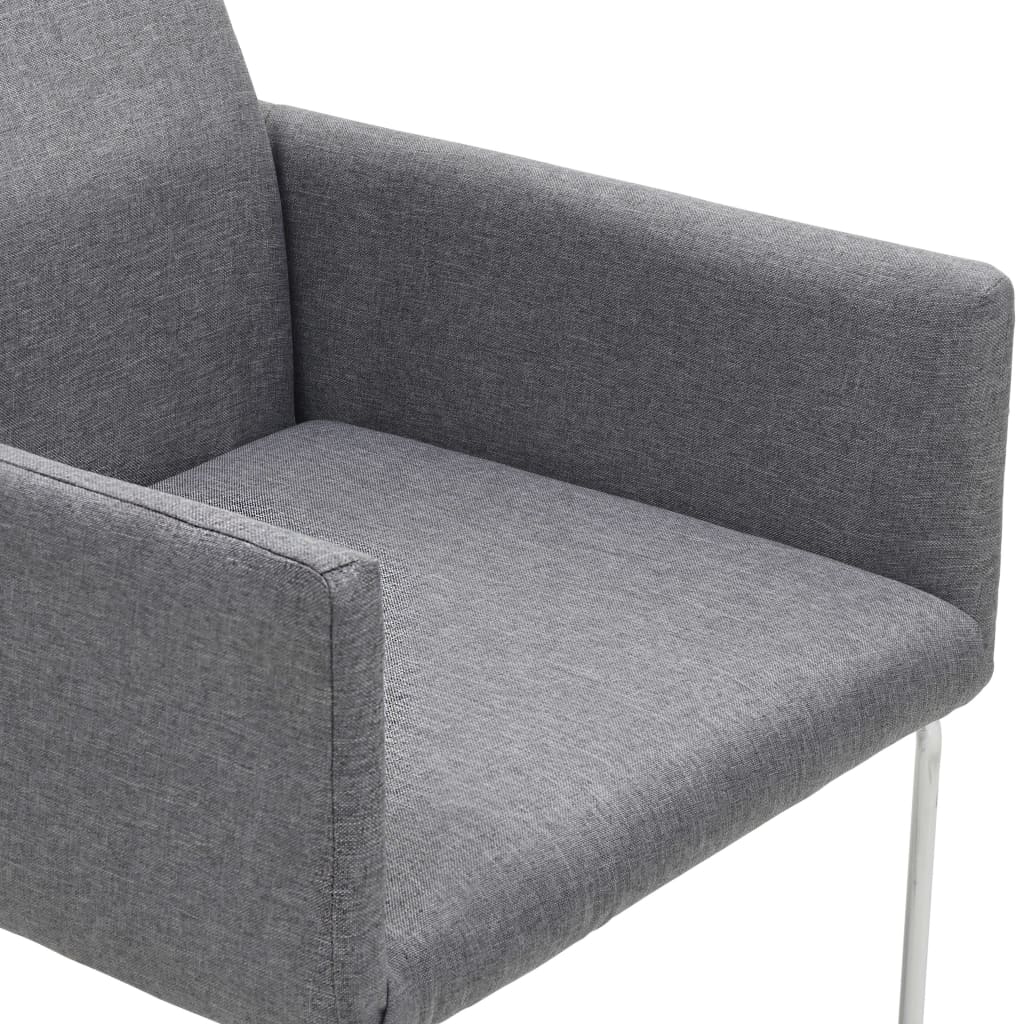 vidaXL Eetkamerstoelen 2 st stof lichtgrijs
