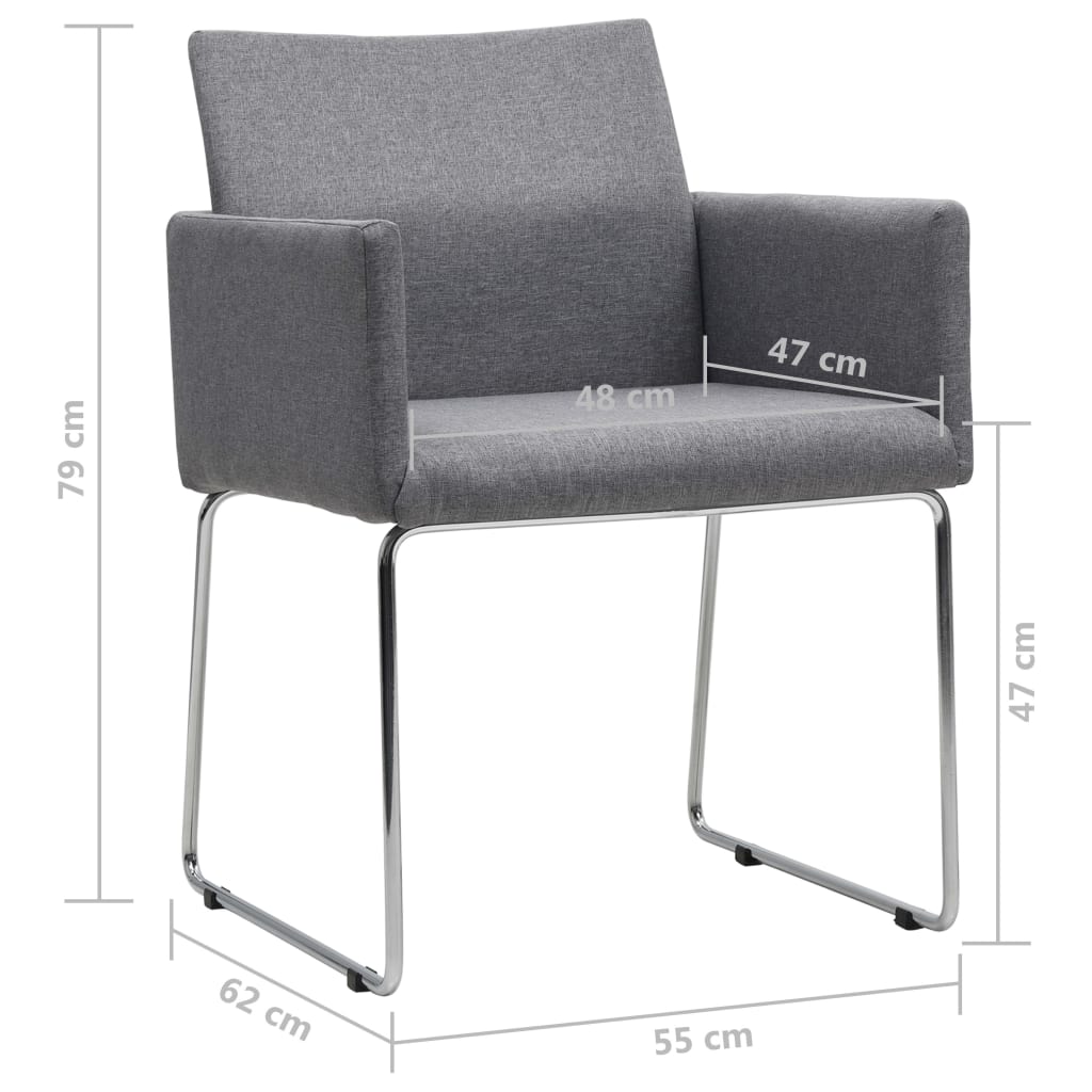 vidaXL Eetkamerstoelen 2 st stof lichtgrijs