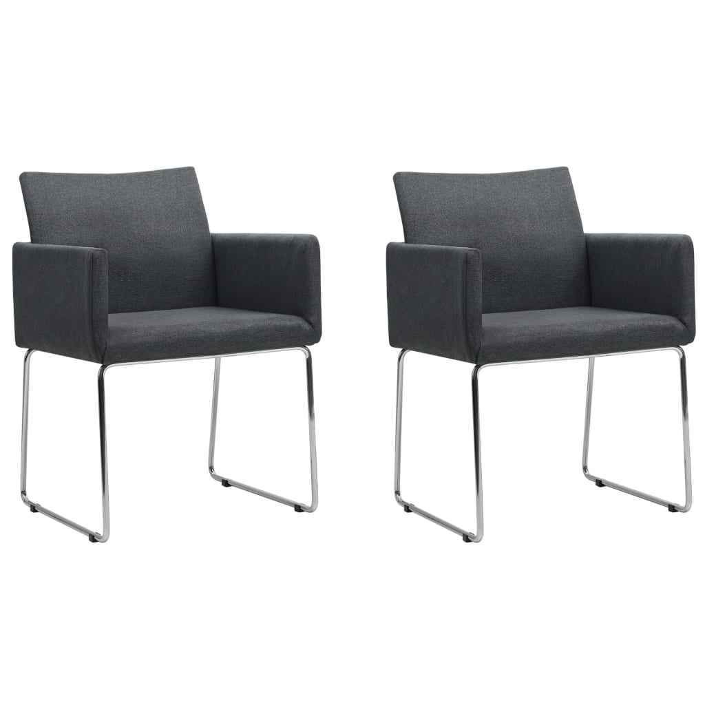 vidaXL Eetkamerstoelen 2 st stof lichtgrijs
