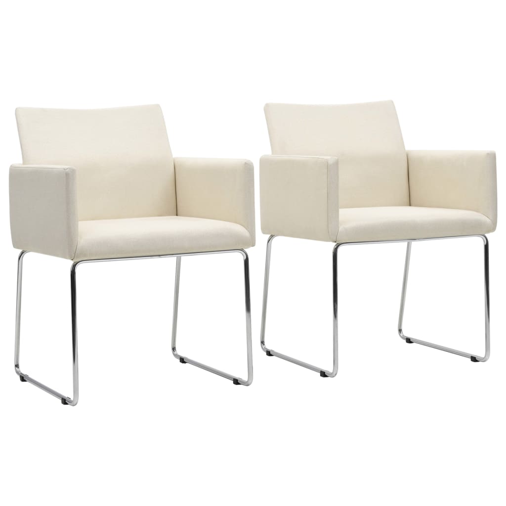 vidaXL Eetkamerstoelen 2 st stof lichtgrijs