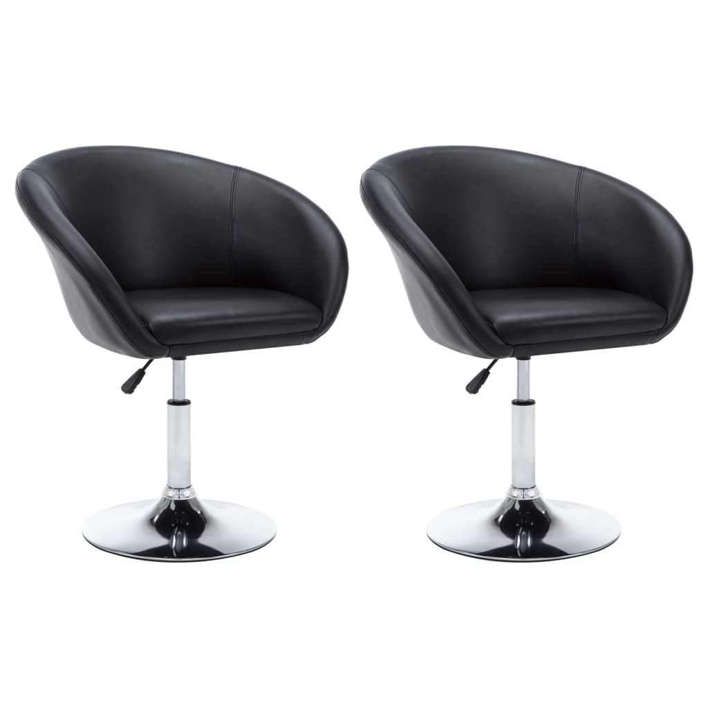 vidaXL Eetkamerstoelen draaibaar 2 st kunstleer zwart