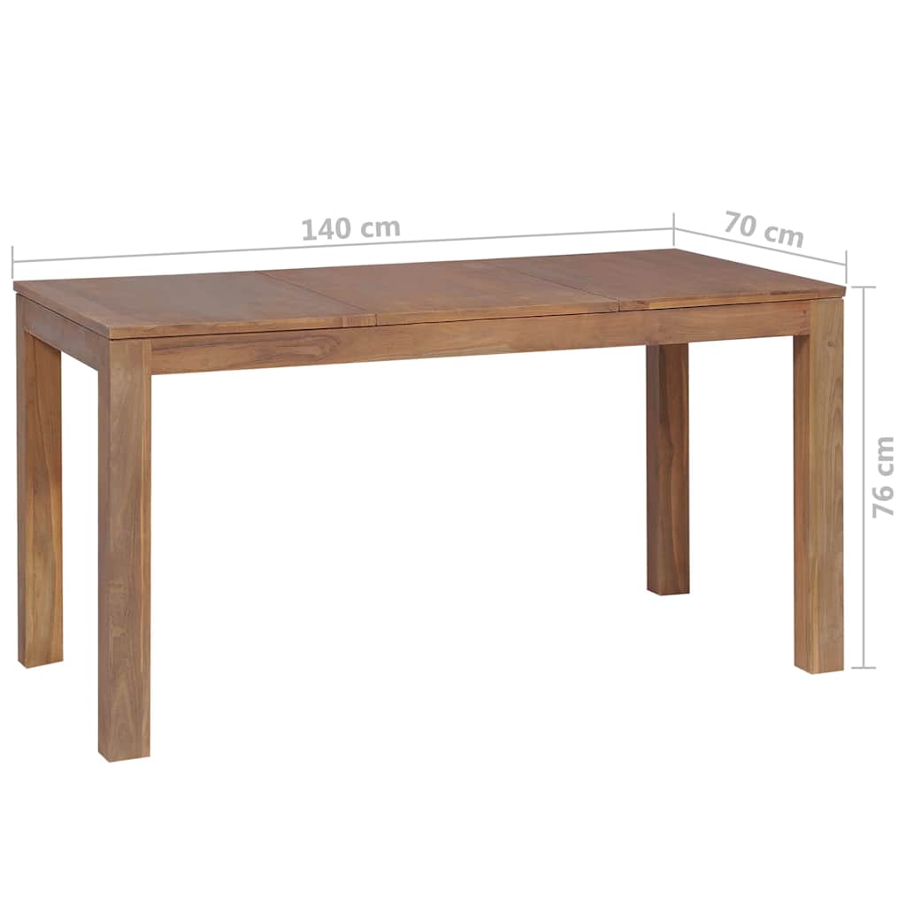 vidaXL Eettafel 140x70x76 cm teakhout met natuurlijke afwerking