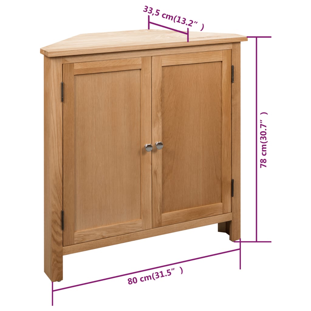 vidaXL Hoekkast 80x33,5x78 cm massief eikenhout