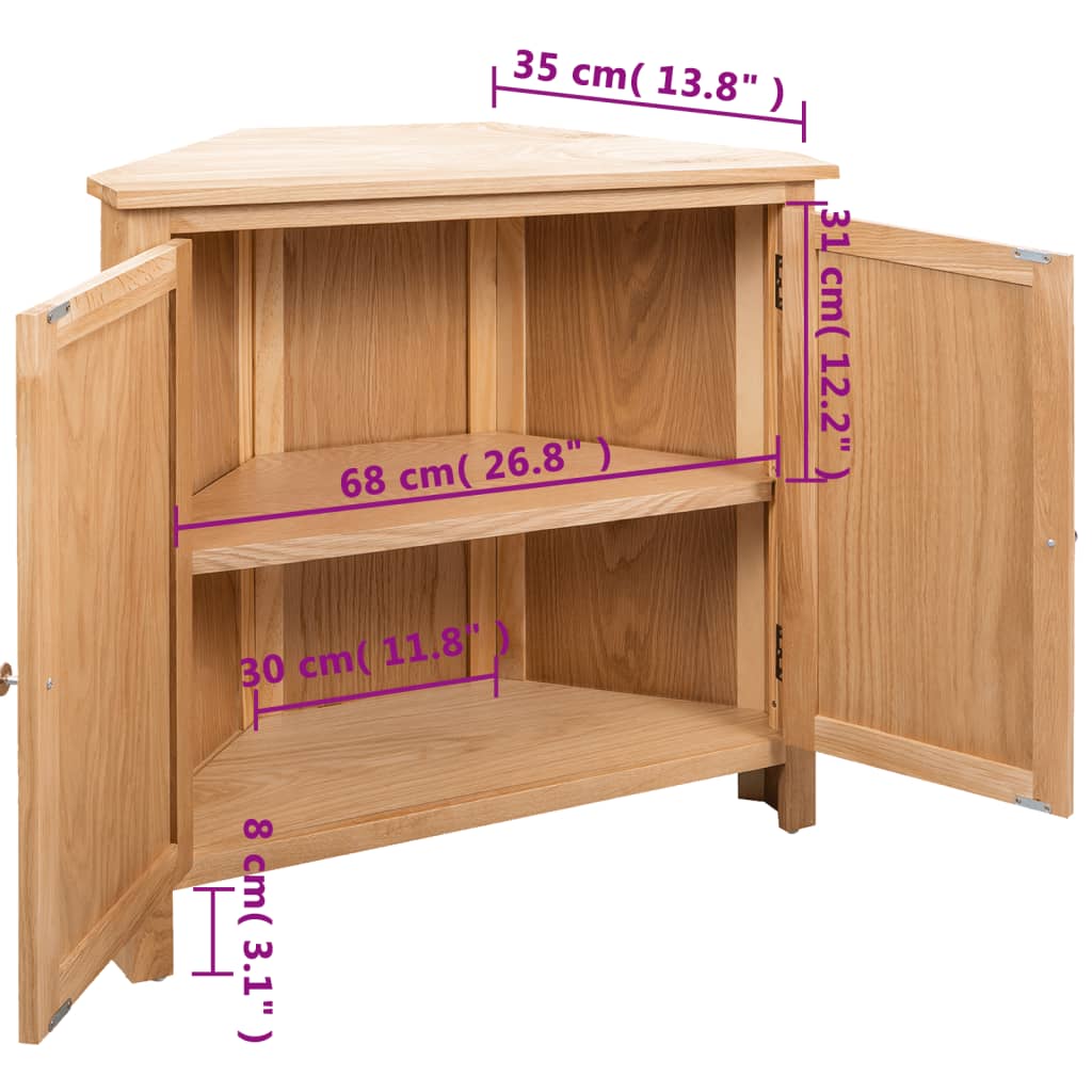 vidaXL Hoekkast 80x33,5x78 cm massief eikenhout