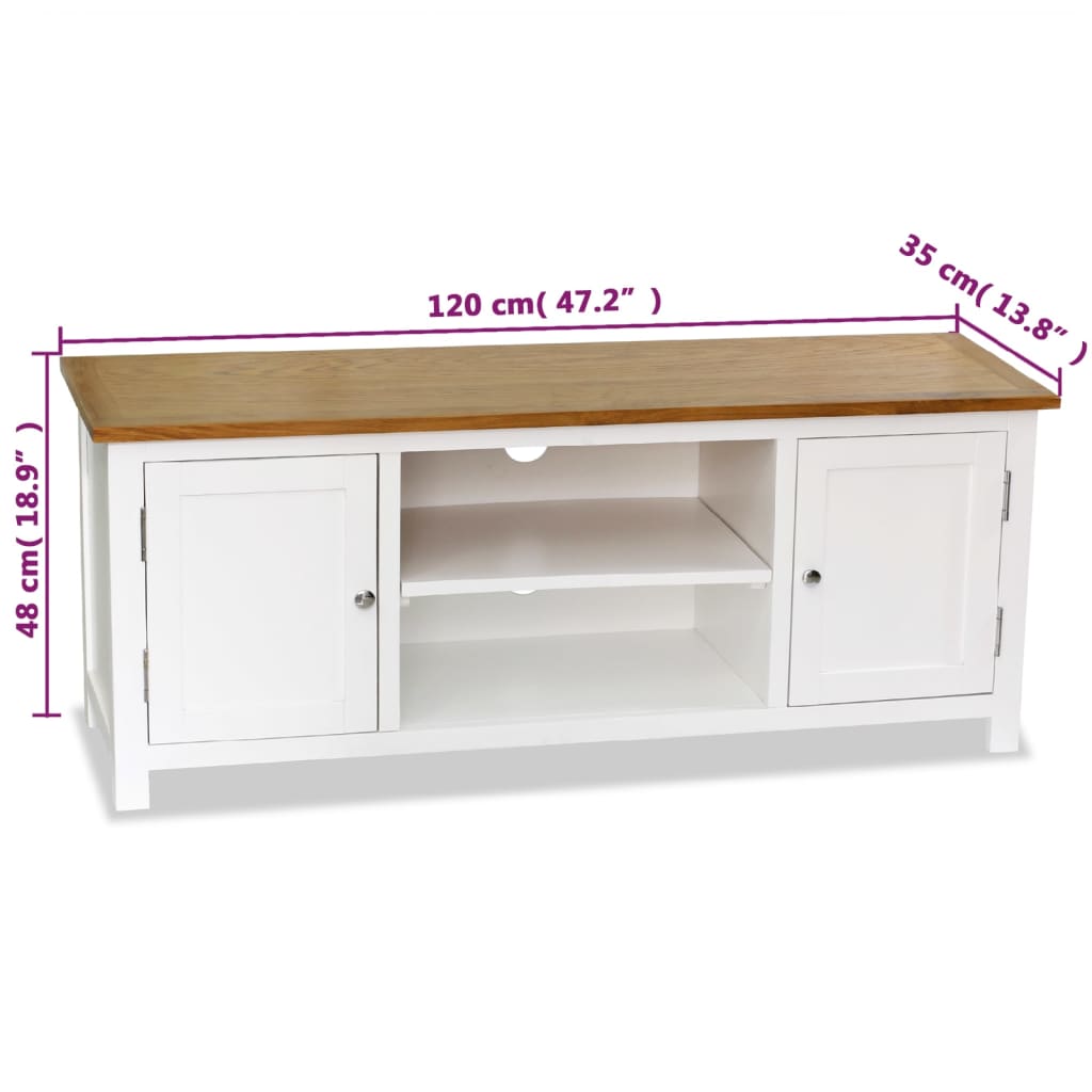 vidaXL Tv-meubel 90x35x48 cm massief eikenhout