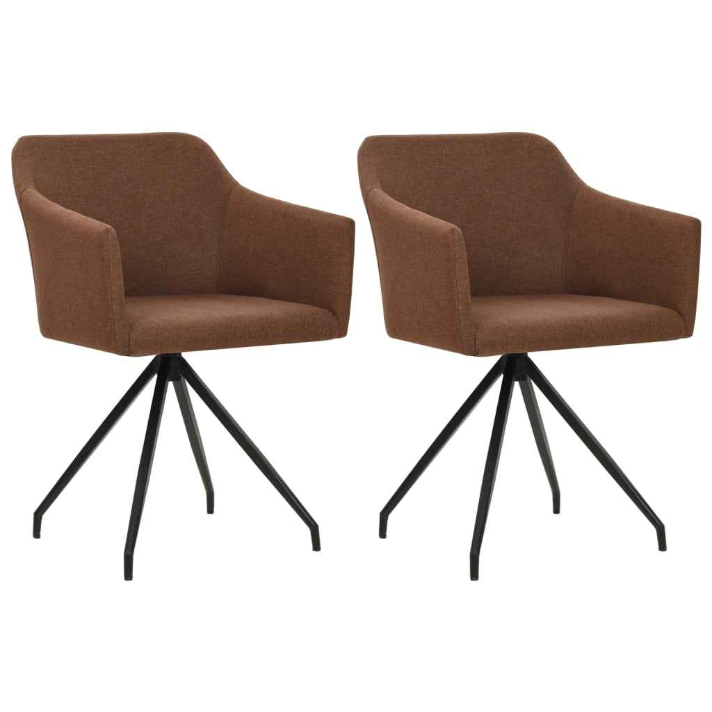 vidaXL Eetkamerstoelen draaibaar 2 st stof bruin