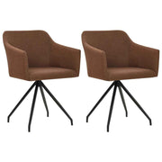 vidaXL Eetkamerstoelen draaibaar 2 st stof bruin