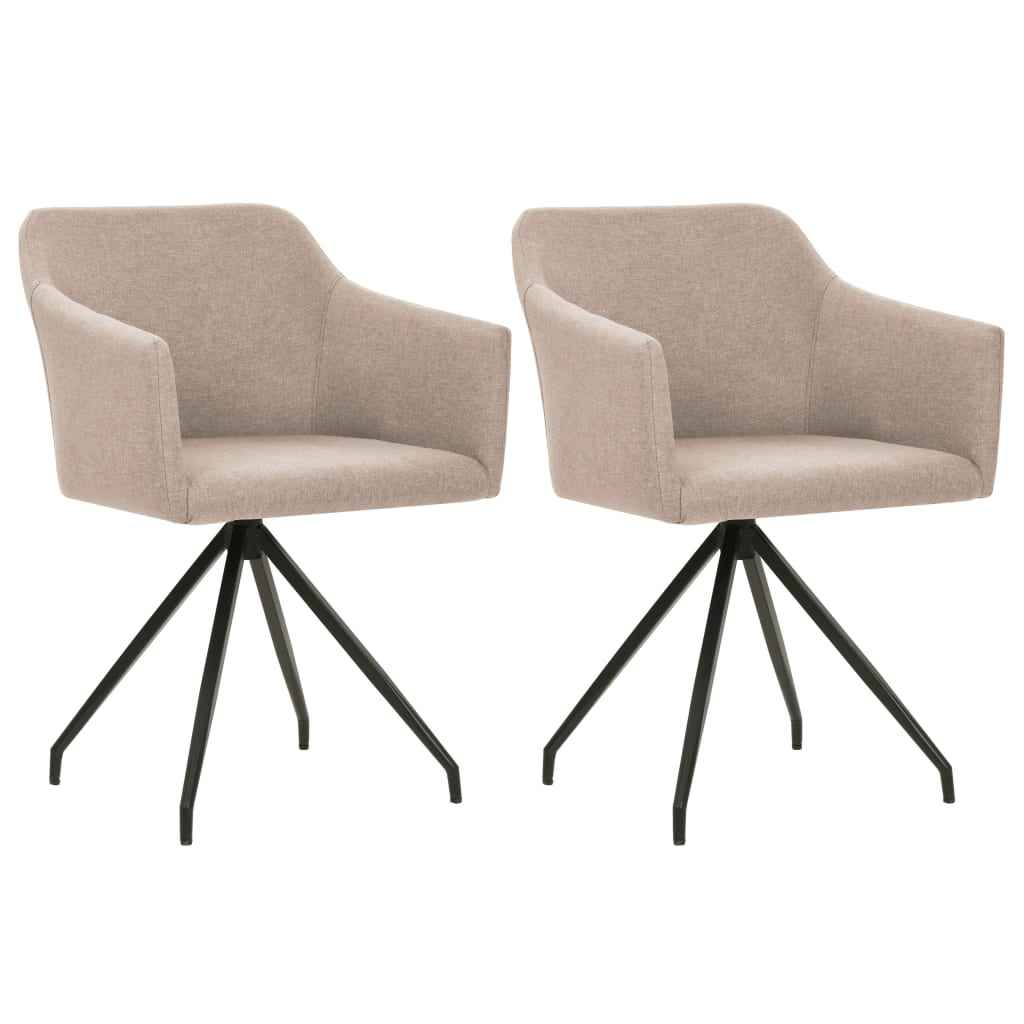 vidaXL Eetkamerstoelen draaibaar 2 st stof bruin