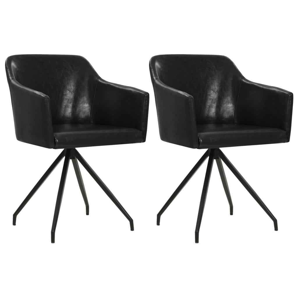 vidaXL Eetkamerstoelen draaibaar 2 st kunstleer zwart