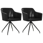 vidaXL Eetkamerstoelen draaibaar 2 st kunstleer zwart