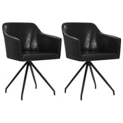 vidaXL Eetkamerstoelen draaibaar 2 st kunstleer zwart