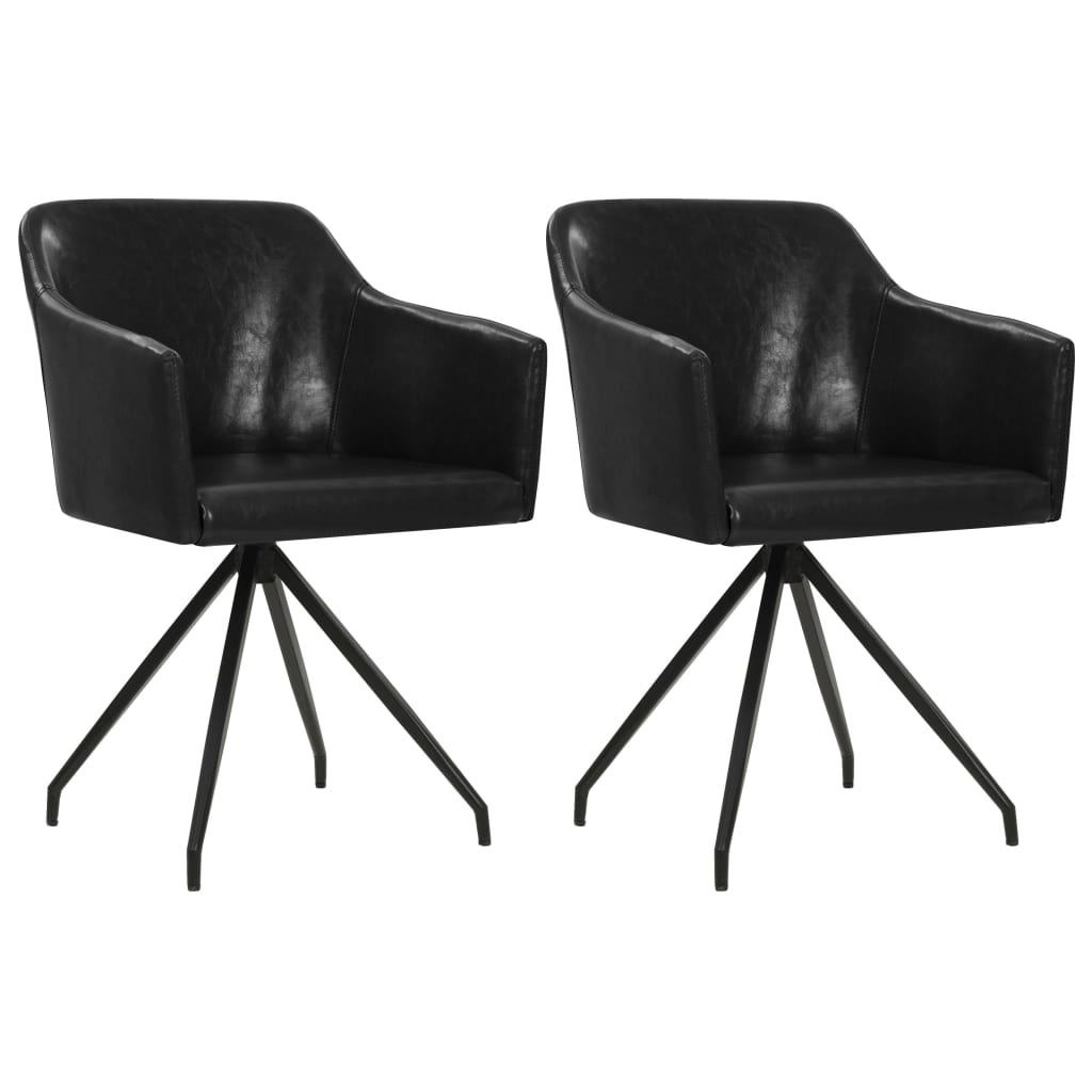 vidaXL Eetkamerstoelen draaibaar 2 st kunstleer zwart