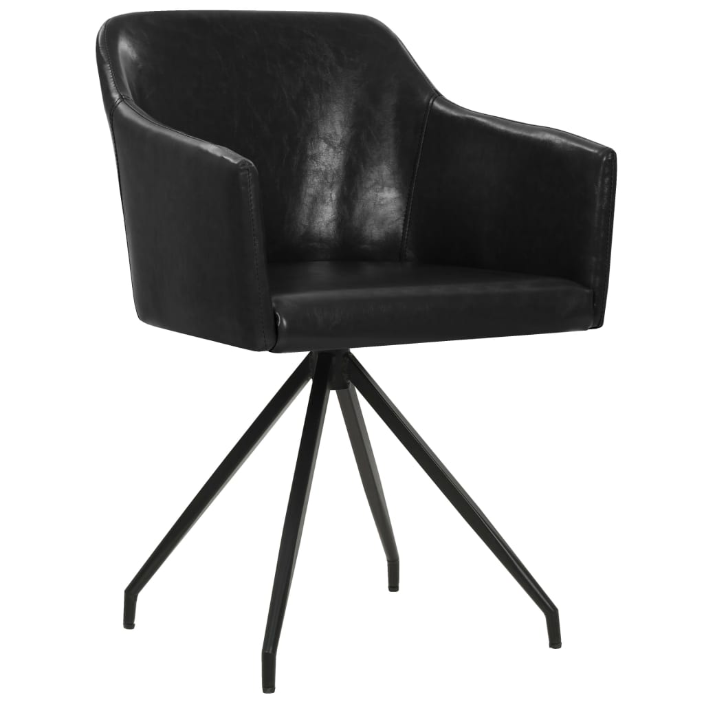 vidaXL Eetkamerstoelen draaibaar 2 st kunstleer zwart