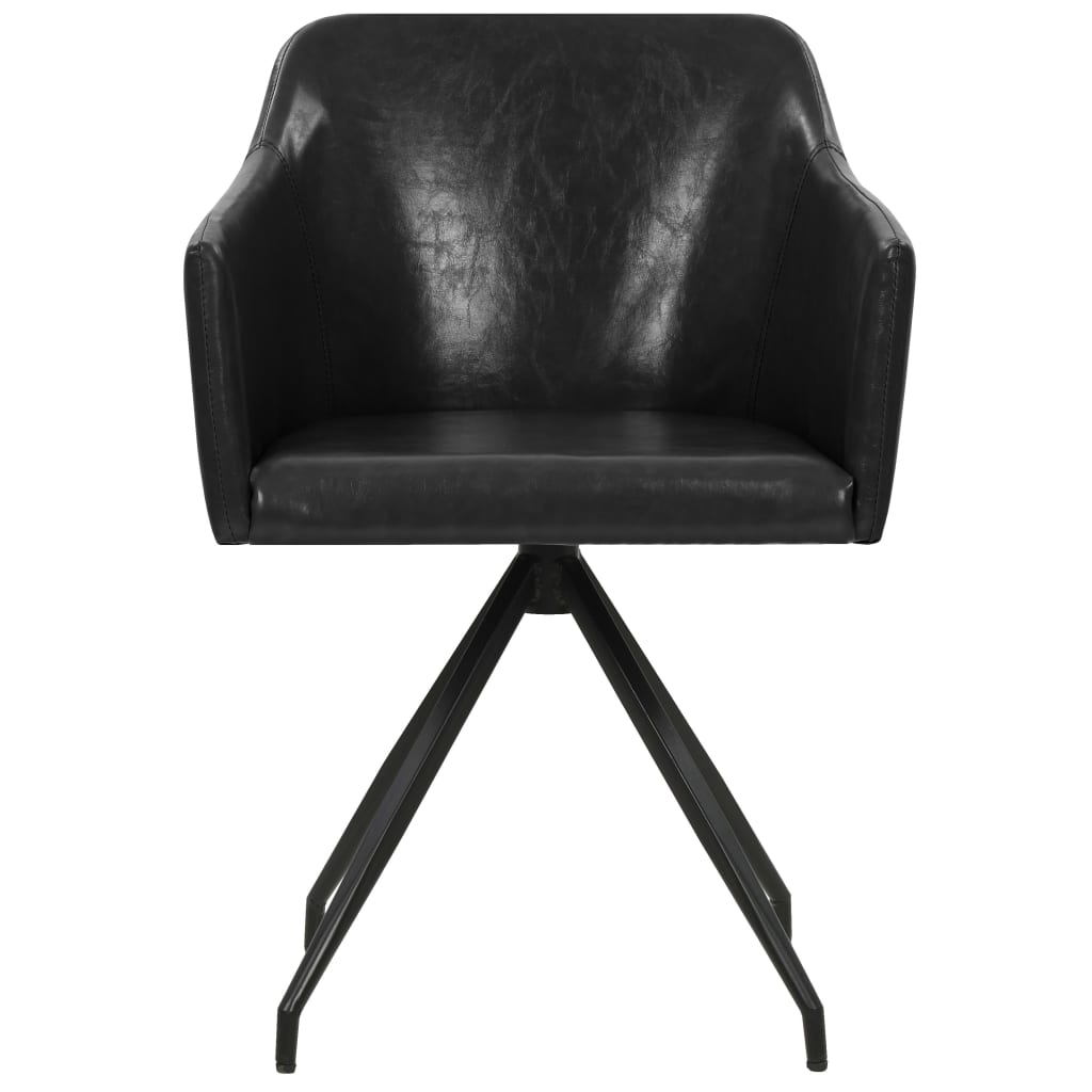 vidaXL Eetkamerstoelen draaibaar 2 st kunstleer zwart