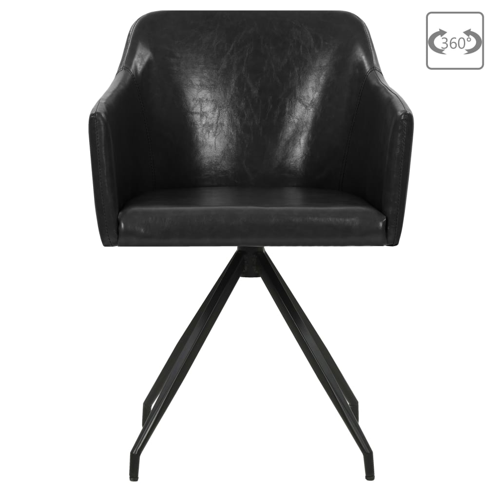 vidaXL Eetkamerstoelen draaibaar 2 st kunstleer zwart