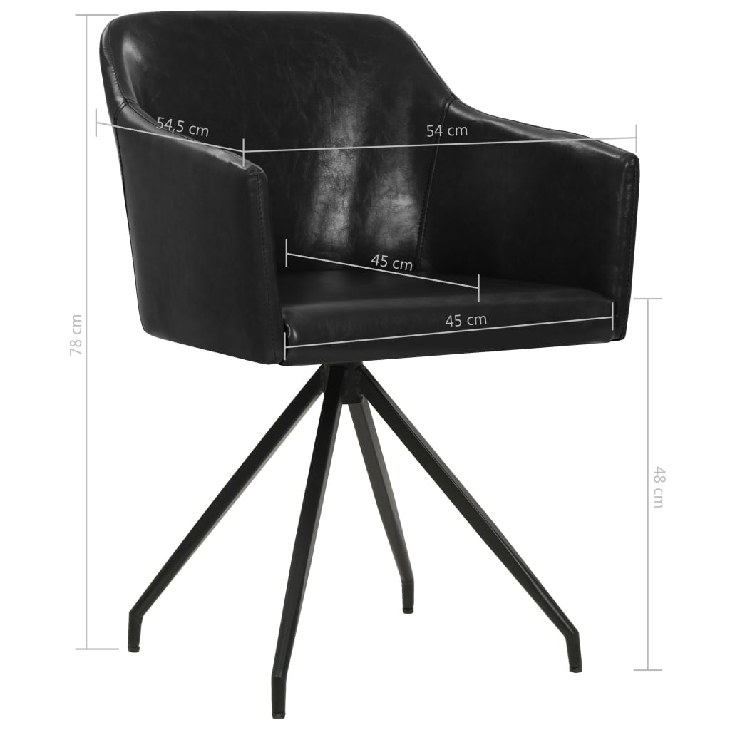 vidaXL Eetkamerstoelen draaibaar 2 st kunstleer zwart